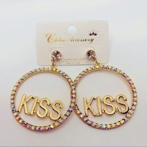 NWT Earrings Crystal Iridescent set in Goldtone PIERCE